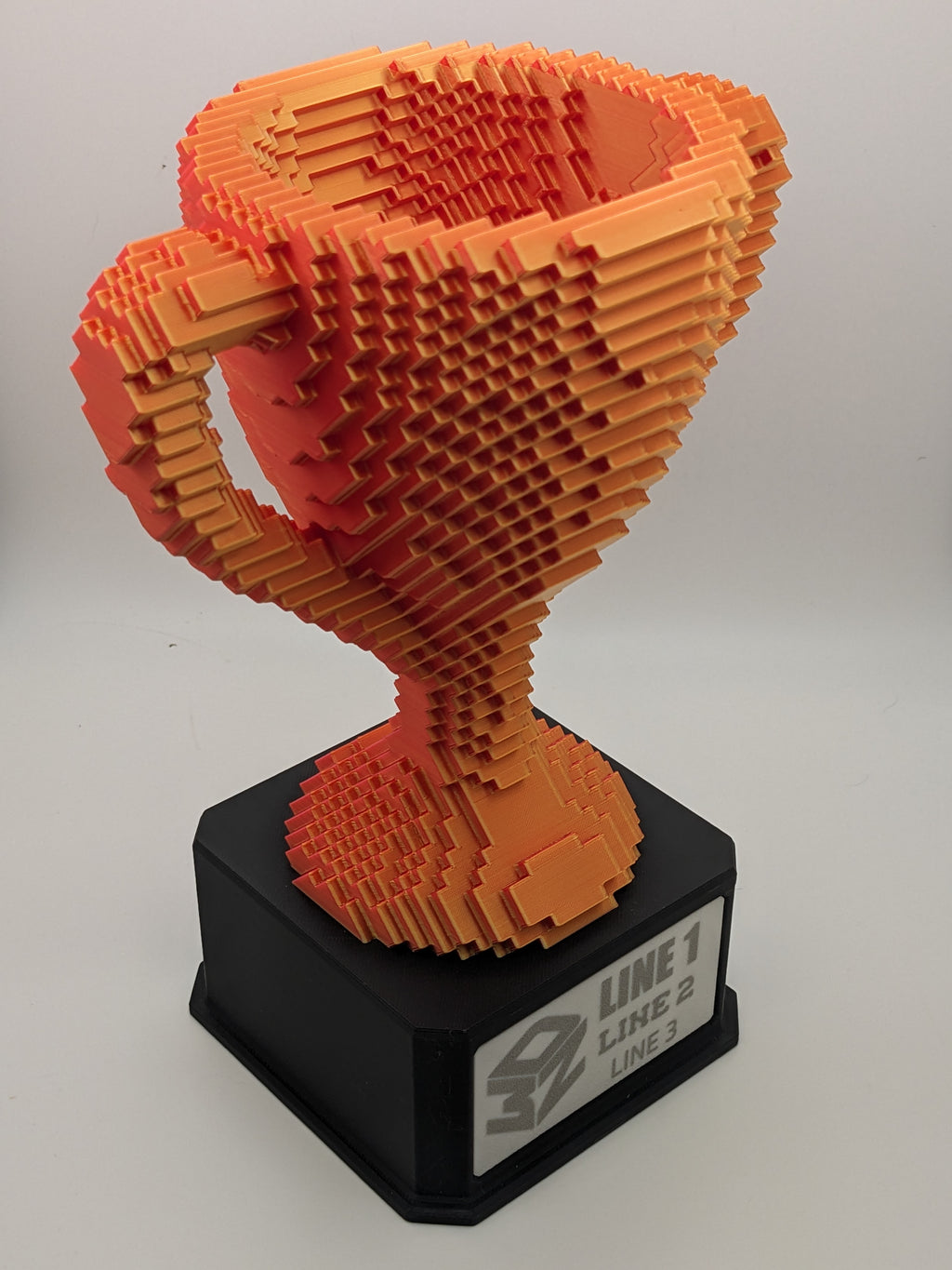 Customizable Blocky Trophy - 3 Lines