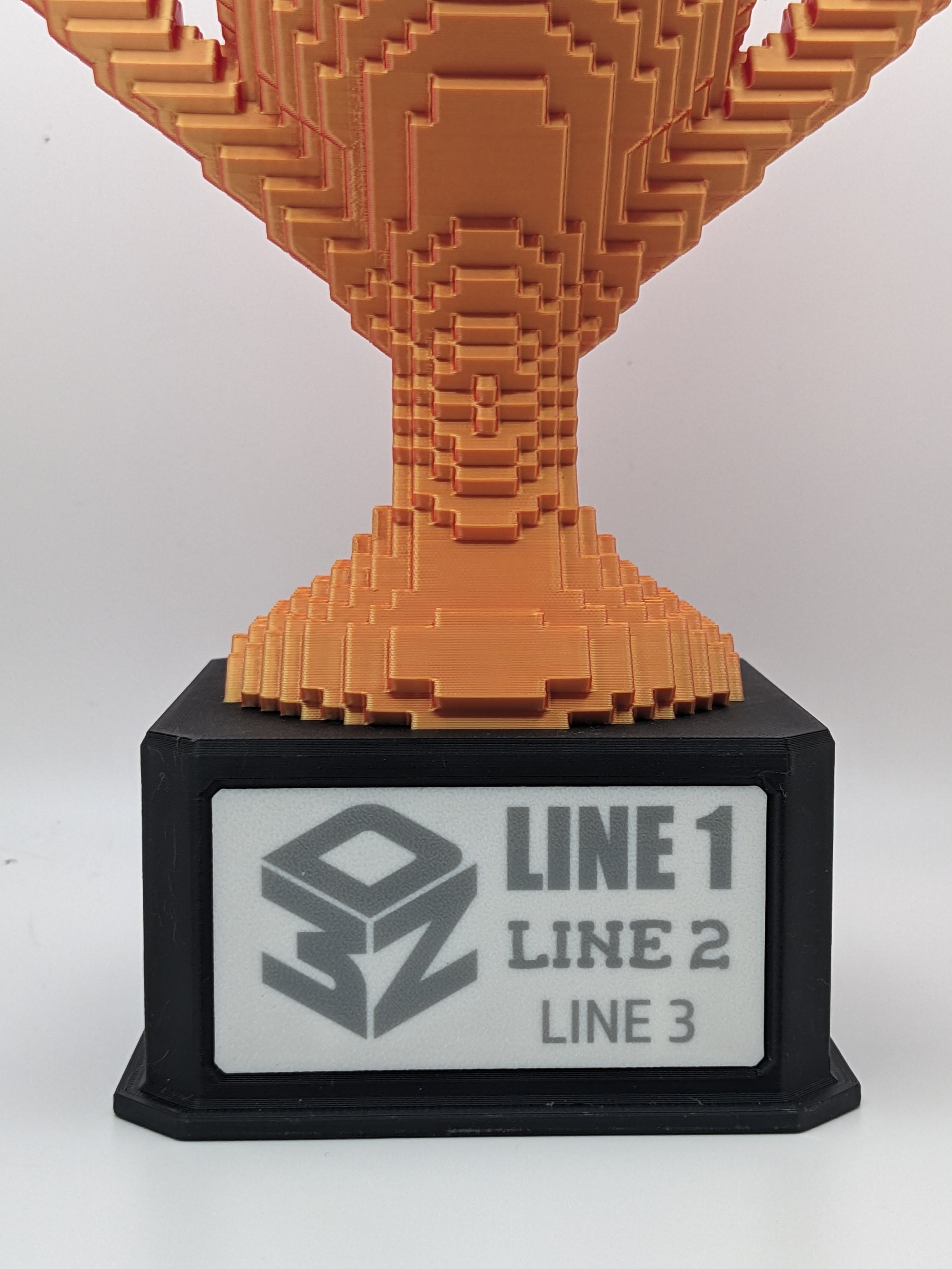 Customizable Blocky Trophy - 3 Lines