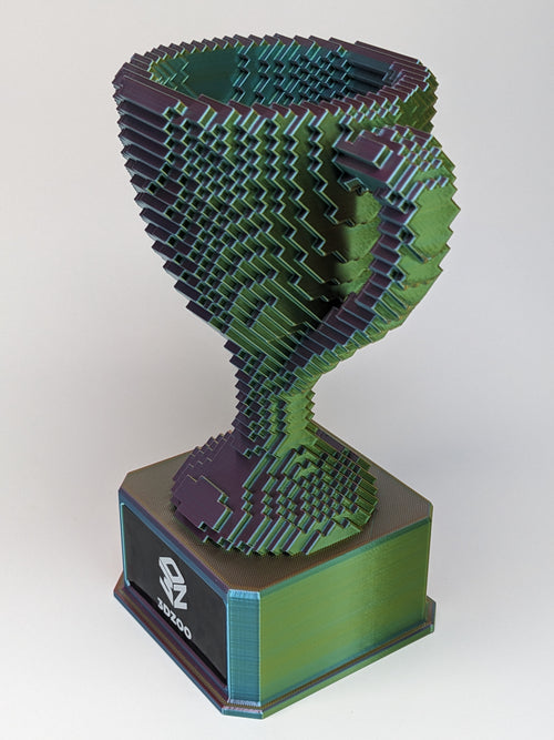Blue/Purple/Yellow Voxel Trophy - Customizable